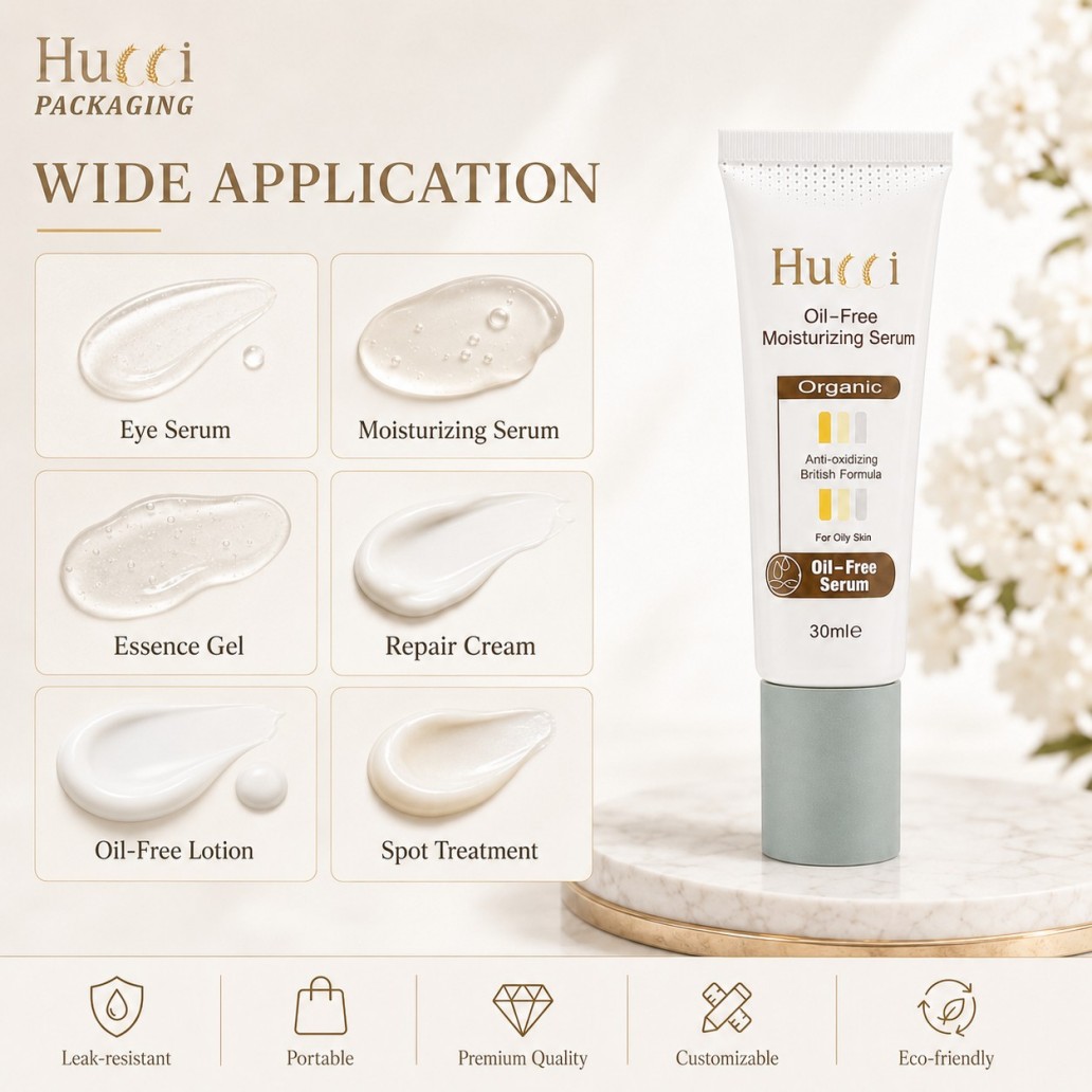 Wide application white PE airless pump tube for eye serum essence gel lotion repair cream cosmetic packaging}