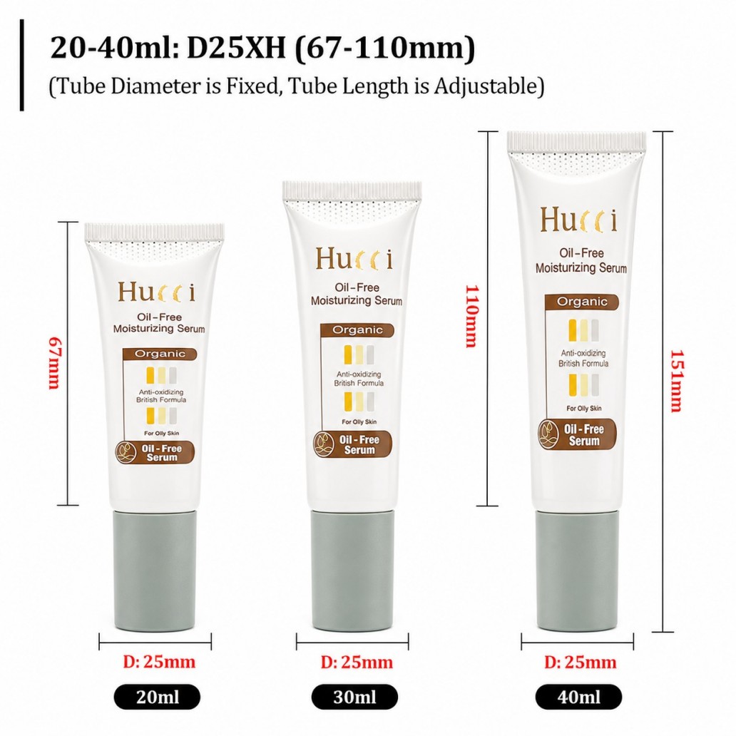 20ml 30ml 40ml D25 adjustable length white PE airless pump serum tube size specification chart 20ml 30ml 40ml D25 adjustable length white PE airless pump serum tube size specification chart