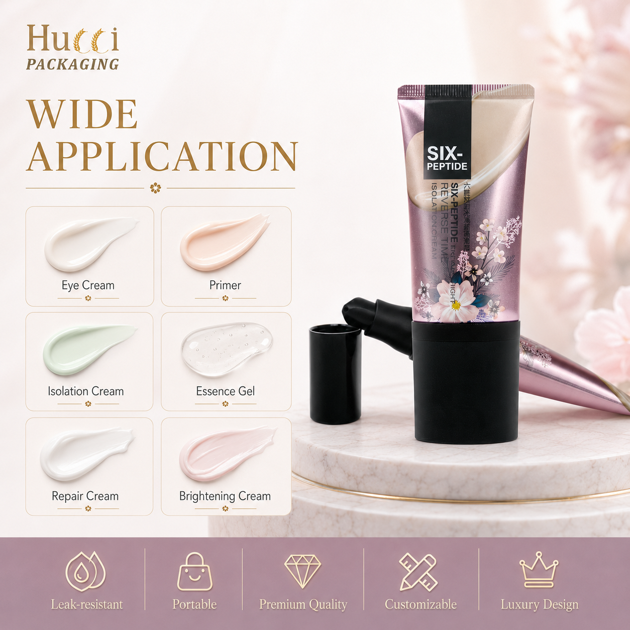 Wide application ABL airless pump tube for eye cream primer isolation gel repair brightening cream cosmetic packaging