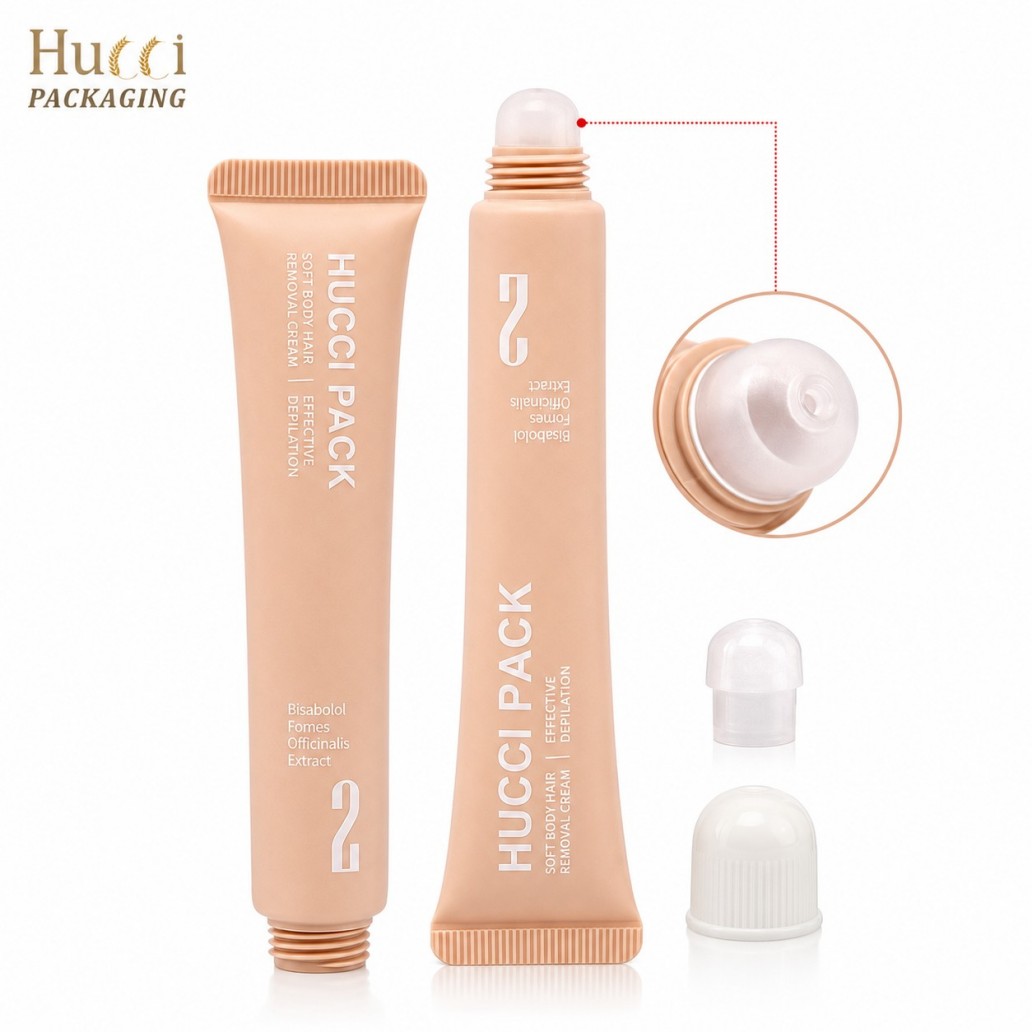 Matte nude PE squeeze tube with silicone flat smear applicator tip D19 lip treatment cosmetic packaging