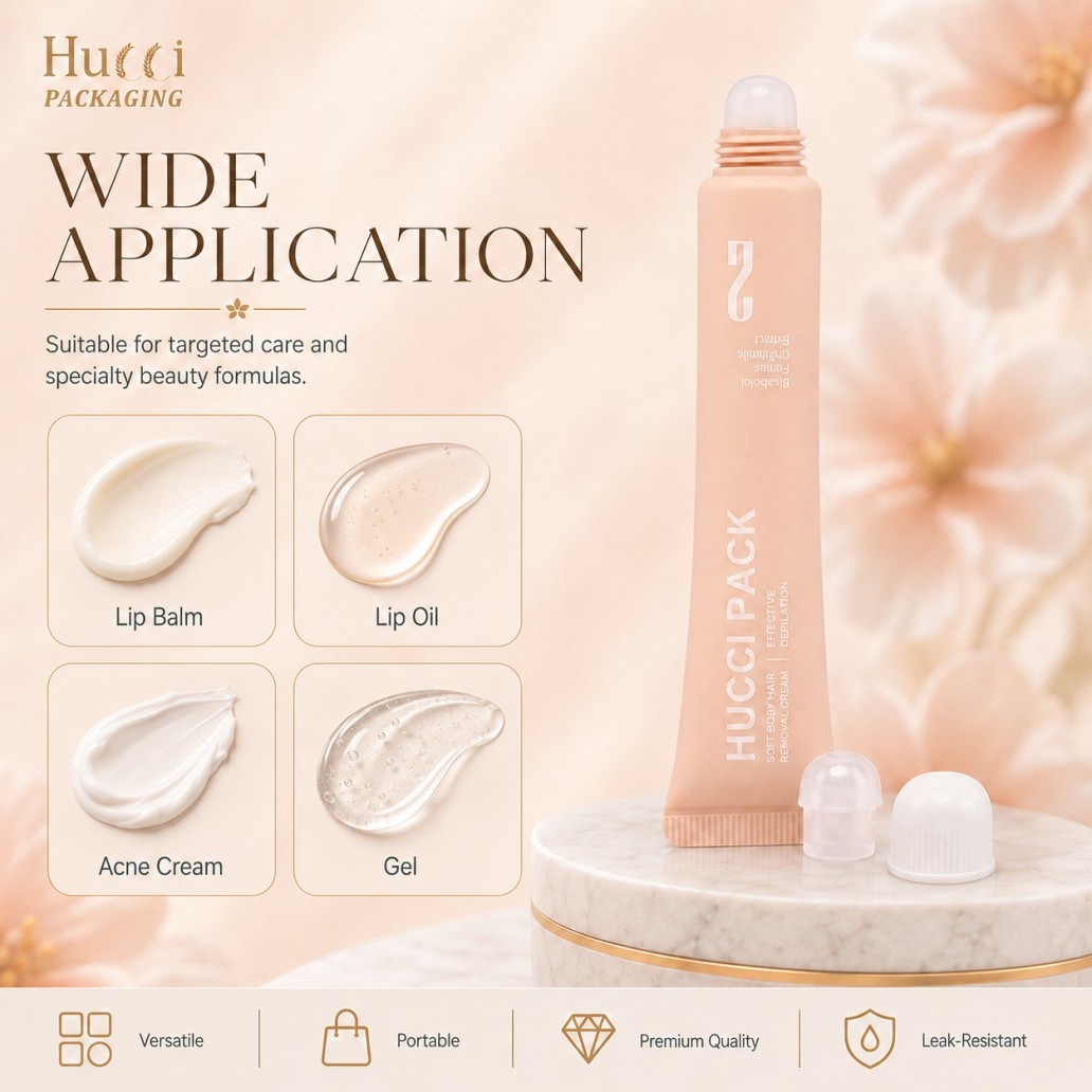 Wide application D19 silicone smear tip PE squeeze tube for lip balm lip oil acne cream gel cosmetic packaging}