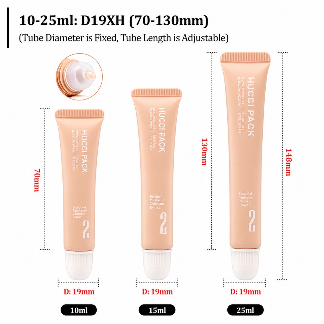 10ml 15ml 25ml D19 diameter adjustable length silicone smear tip PE tube dimension specification cosmetic packaging 10ml 15ml 25ml D19 diameter adjustable length silicone smear tip PE tube dimension specification cosmetic packaging