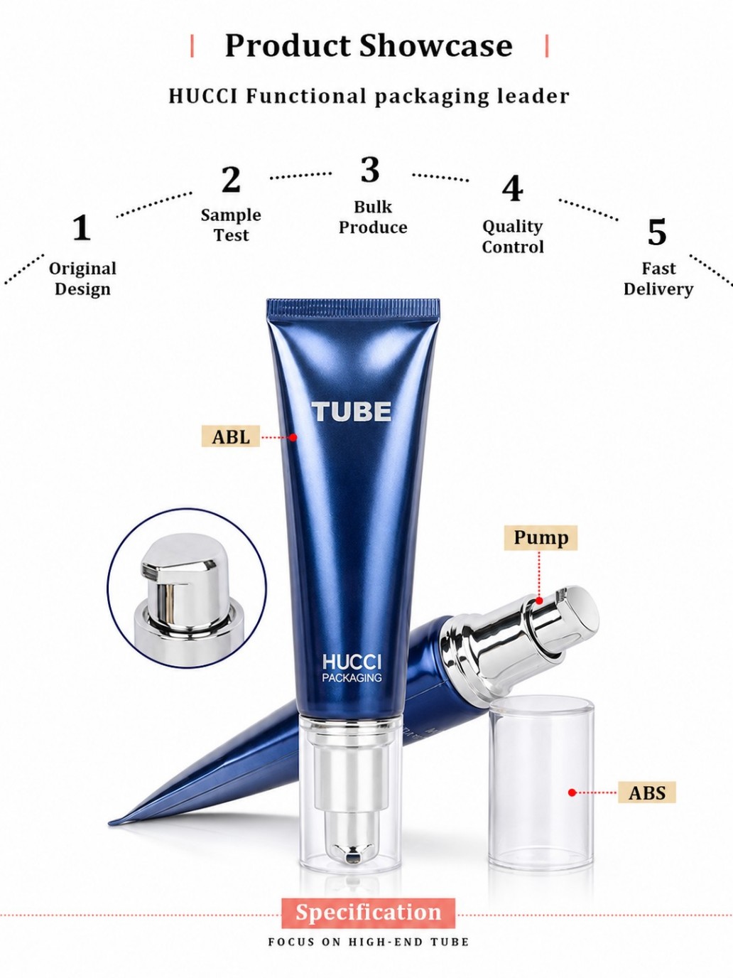 Material structure diagram D30 ABL laminated airless pump tube cosmetic packaging ABL tube pump abs overcap wholesale