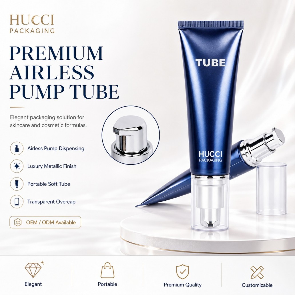 Premium airless pump ABL cosmetic tube D30 metallic finish portable soft tube for skincare OEM private label