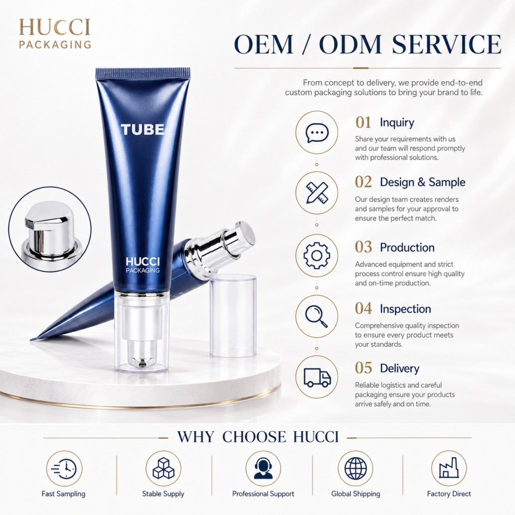 OEM ODM service ABL airless pump cosmetic tube D30 metallic soft tube skincare packaging factory custom process