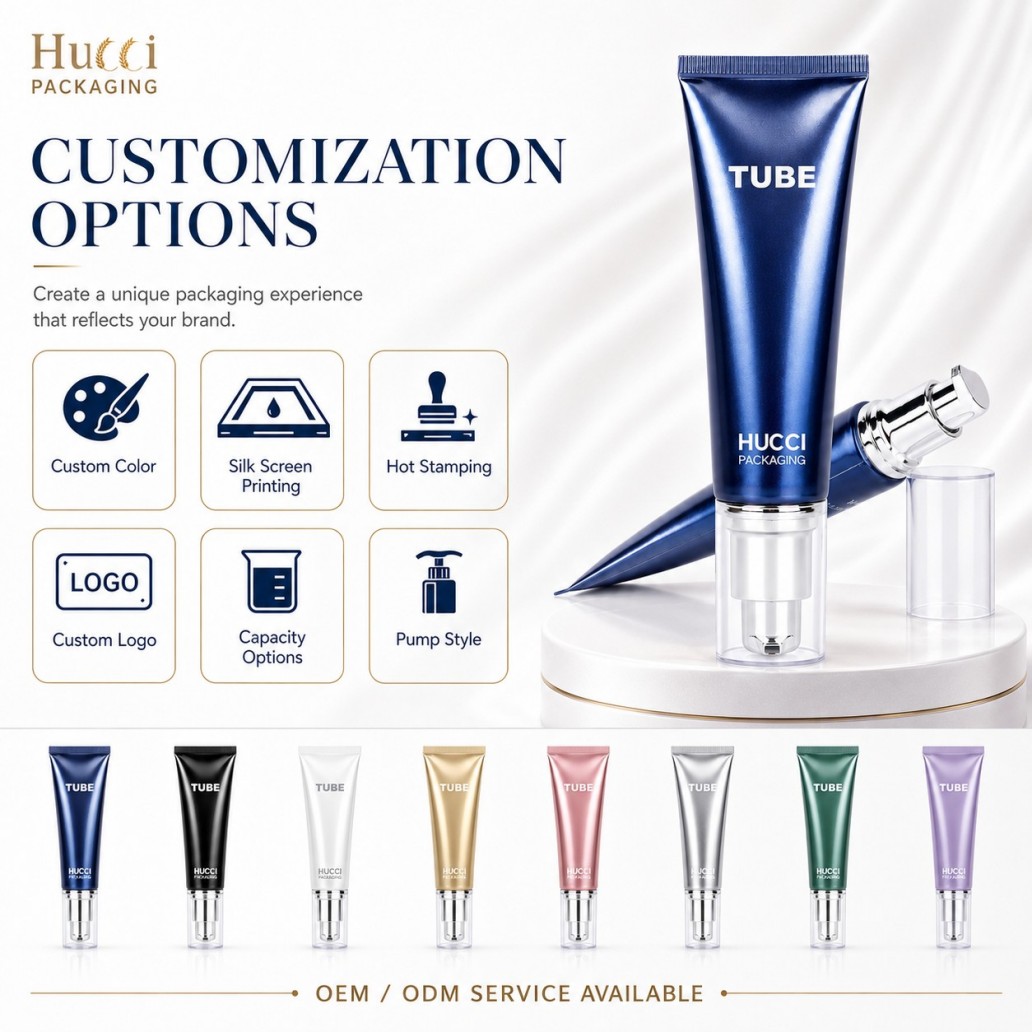 Customization options D30 ABL airless pump tube multiple metallic colors silk screen hot stamping custom logo cosmetic packaging