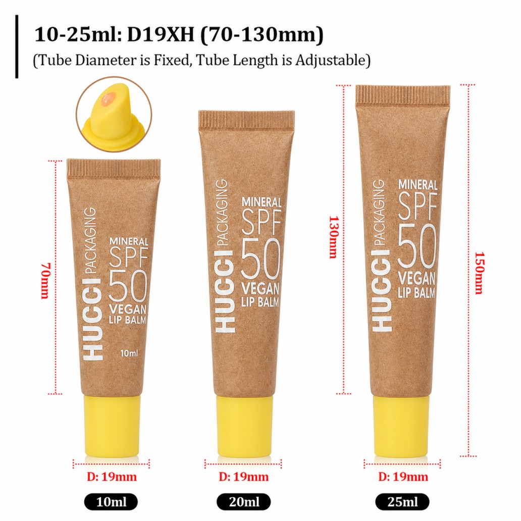 10ml 20ml 25ml D19XH kraft paper lip balm tube size specification, adjustable length eco friendly cosmetic soft tube 10ml 20ml 25ml D19XH kraft paper lip balm tube size specification, adjustable length eco friendly cosmetic soft tube