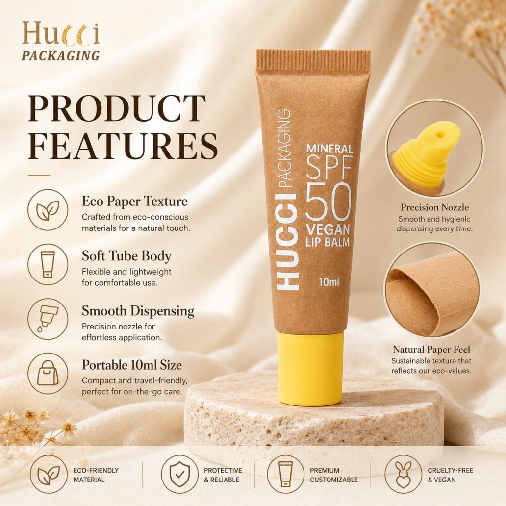 Product features of D19 kraft paper lip balm tube, eco‑paper texture precision nozzle sustainable lip care packaging wholesale Product features of D19 kraft paper lip balm tube, eco‑paper texture precision nozzle sustainable lip care packaging wholesale