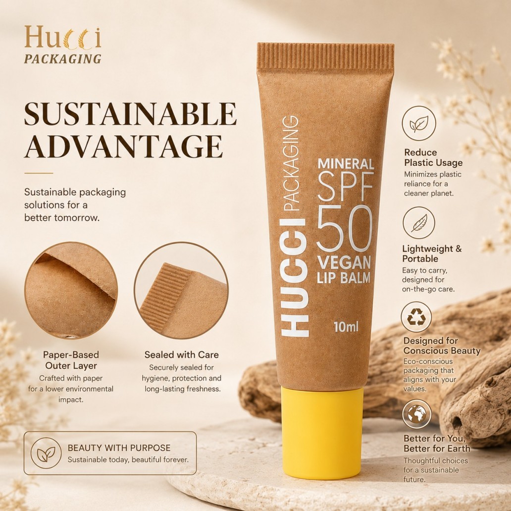 Sustainable advantage kraft paper cosmetic tube D19, paper‑based outer layer reduce plastic usage lip care packaging Sustainable advantage kraft paper cosmetic tube D19, paper‑based outer layer reduce plastic usage lip care packaging
