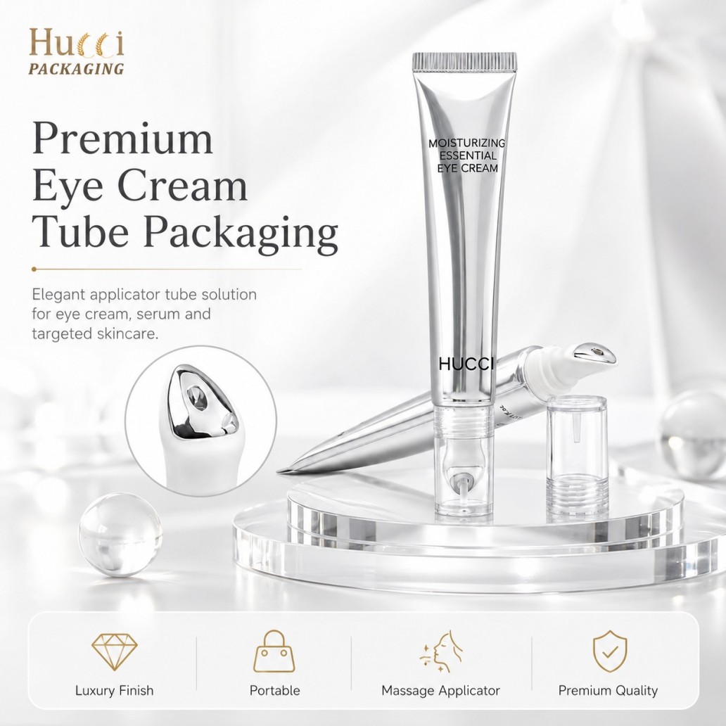 Luxury ABL eye cream squeeze tube with zinc alloy cooling massage tip for skincare packaging Luxury ABL eye cream squeeze tube with zinc alloy cooling massage tip for skincare packaging