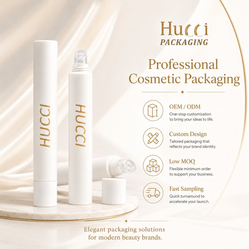 Hucci Packaging custom PE roller tube OEM ODM cosmetic packaging low moq fast sampling service