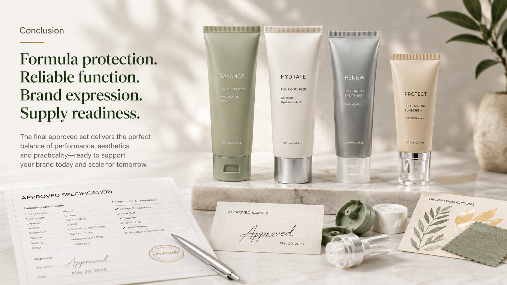 Approved skincare cosmetic tube packaging balancing formula protection, reliable function, brand design and production readiness Approved skincare cosmetic tube packaging balancing formula protection, reliable function, brand design and production readiness