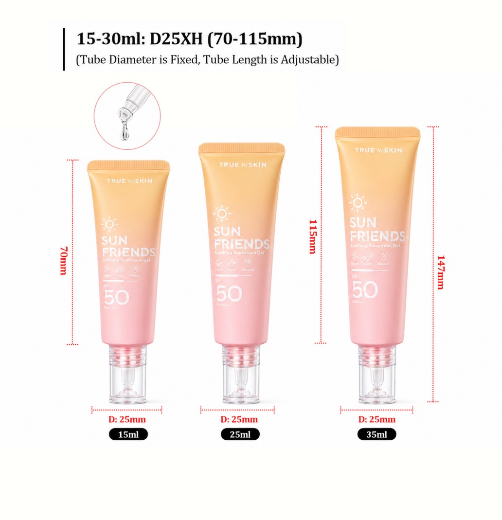 D25XH 15ml 25ml 35ml adjustable length dropper cosmetic tube gradient sunscreen gel squeeze tube size chart D25XH 15ml 25ml 35ml adjustable length dropper cosmetic tube gradient sunscreen gel squeeze tube size chart