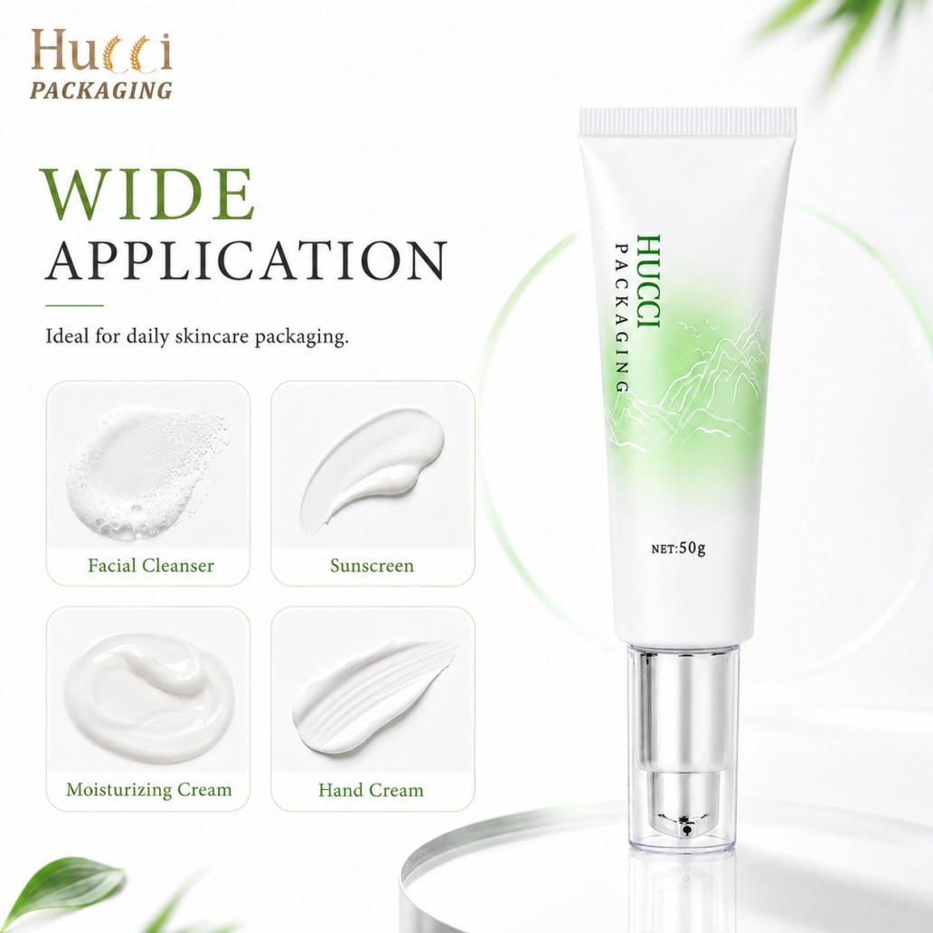 Wide application airless pump squeeze tube for facial cleanser sunscreen moisturizing cream hand cream packaging}