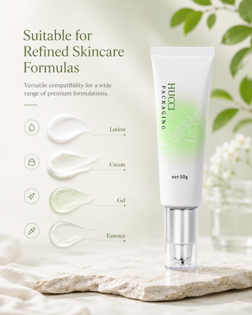 Multi-use airless pump PBL cosmetic tube for lotion cream gel essence premium skincare formula packaging Multi-use airless pump PBL cosmetic tube for lotion cream gel essence premium skincare formula packaging