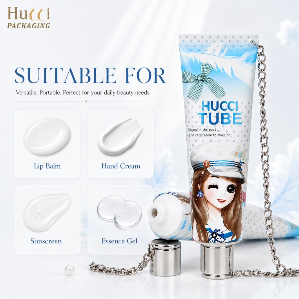 Cute cartoon PBL cosmetic squeeze tube with stainless steel chain suitable for lip balm hand cream sunscreen essence gel packaging Cute cartoon PBL cosmetic squeeze tube with stainless steel chain suitable for lip balm hand cream sunscreen essence gel packaging