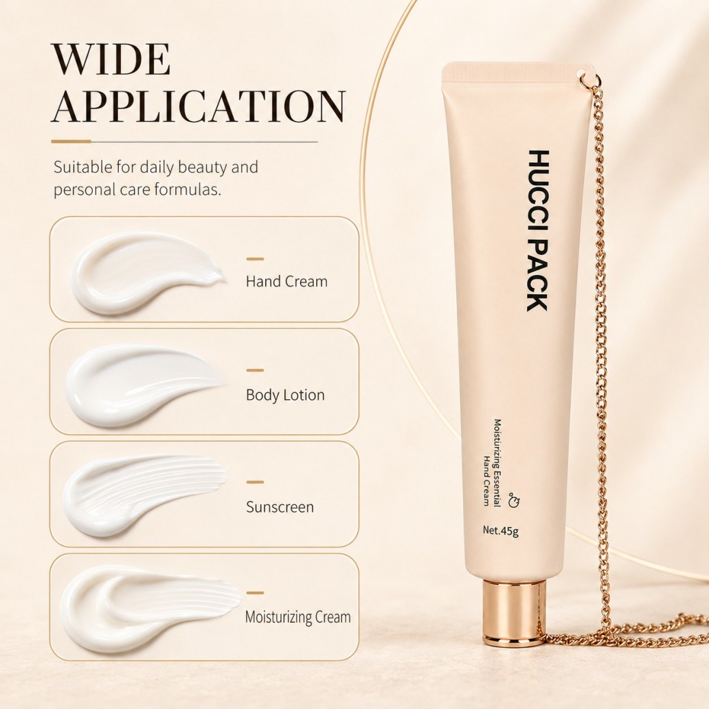 Wide application PE cosmetic tube with portable gold chain for hand cream body lotion sunscreen moisturizing cream