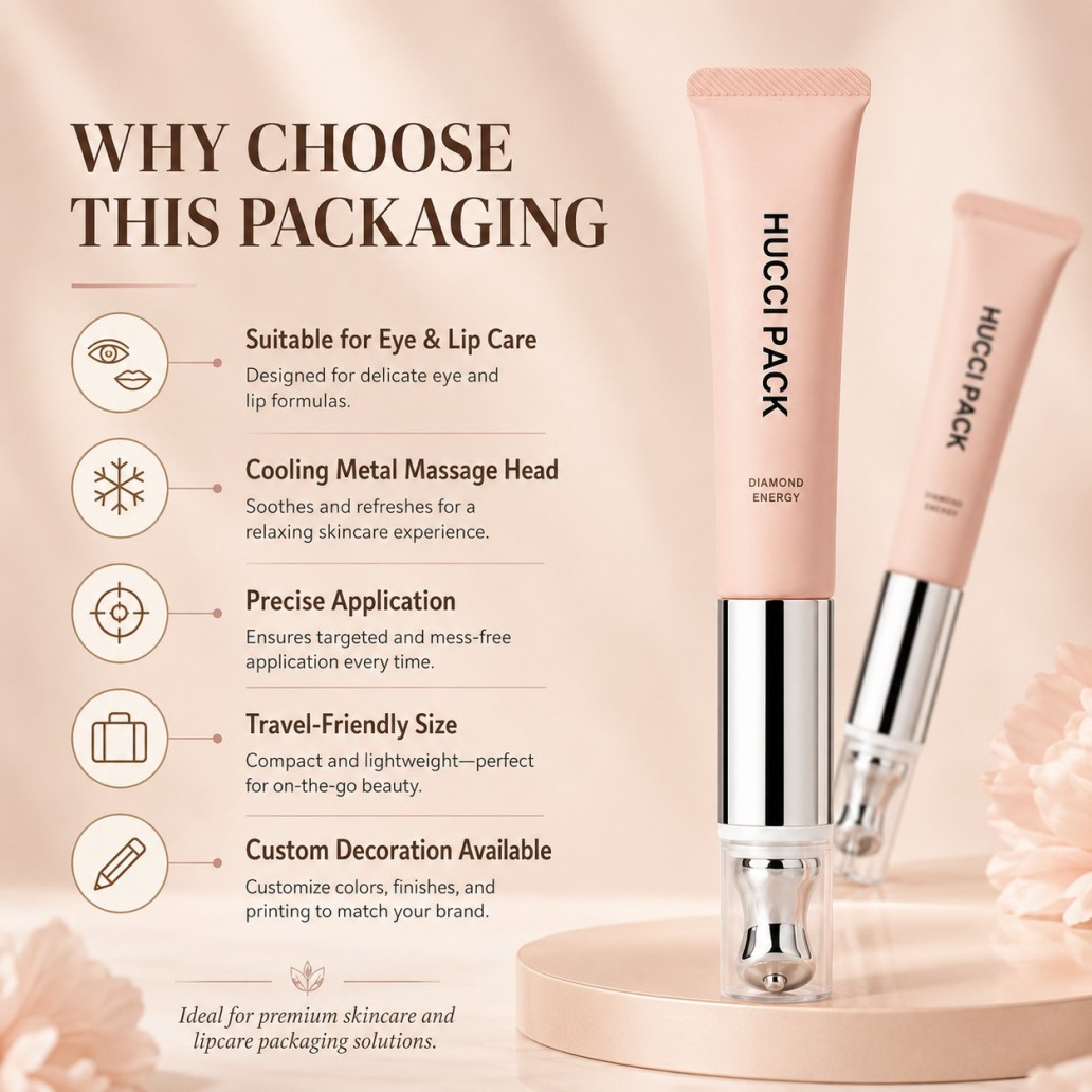 Why choose vibrating metal massage tip cosmetic tube for eye lip care precise travel‑friendly custom cosmetic packaging