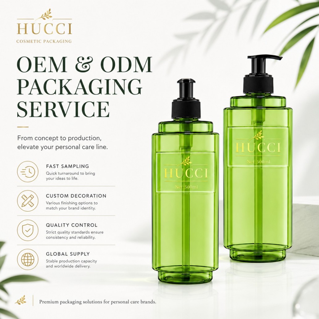 OEM ODM custom packaging service 500ml green PET cylinder lotion pump bottle for personal care brand OEM ODM custom packaging service 500ml green PET cylinder lotion pump bottle for personal care brand