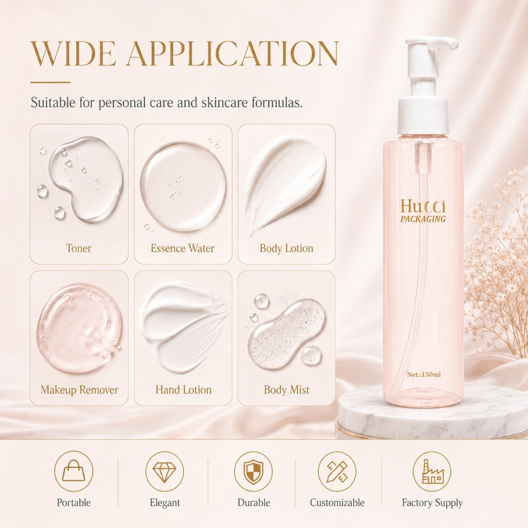 150ml light pink cylindrical PET pump bottle wide application for toner essence lotion makeup remover skincare packaging 150ml light pink cylindrical PET pump bottle wide application for toner essence lotion makeup remover skincare packaging