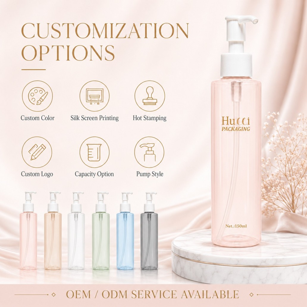 Customization options 150ml light pink PET pump bottle custom color logo printing pump style multi-color choices Customization options 150ml light pink PET pump bottle custom color logo printing pump style multi-color choices