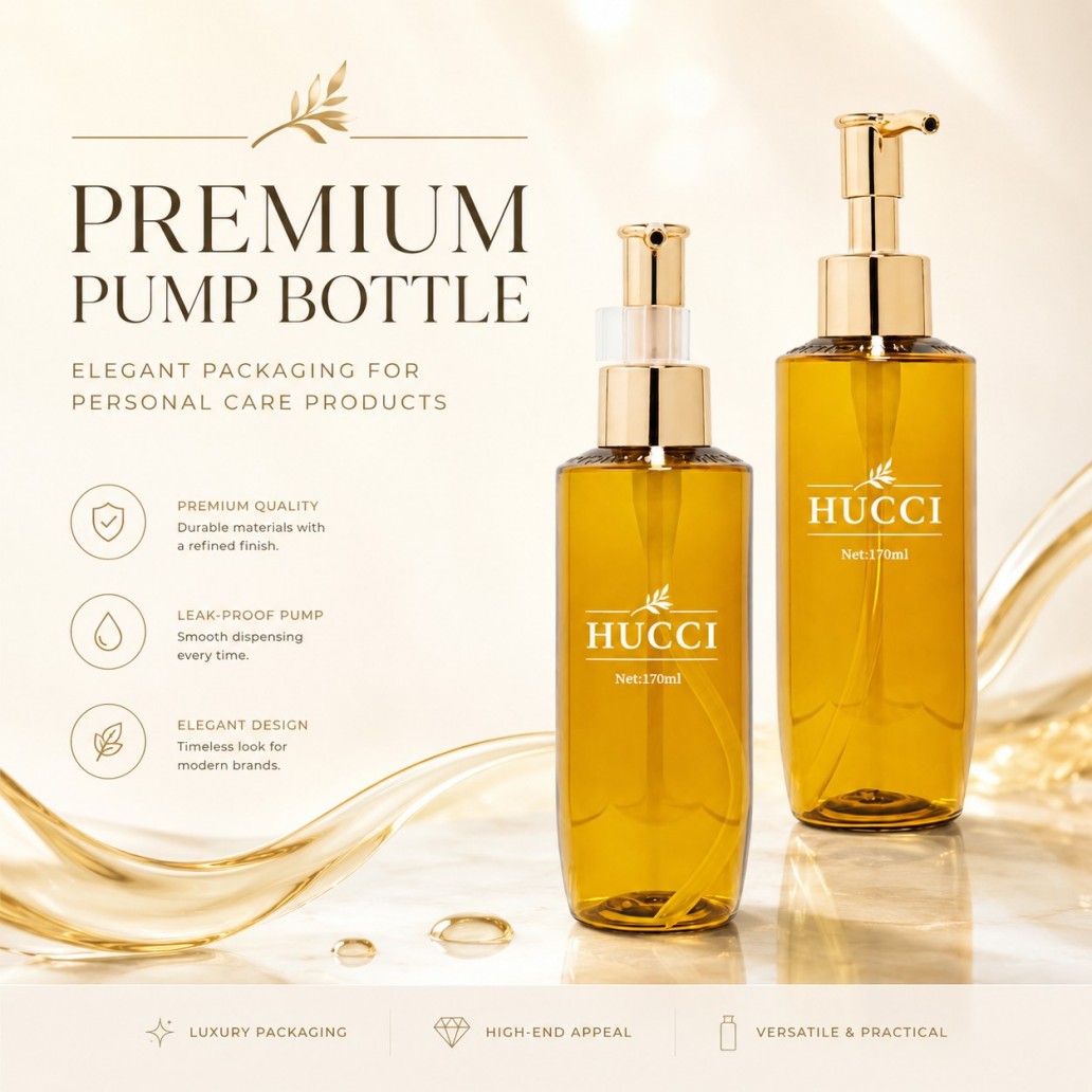 Premium 170ml amber PET oval lotion pump bottle leak-proof rose gold pump luxury personal care packaging Premium 170ml amber PET oval lotion pump bottle leak-proof rose gold pump luxury personal care packaging