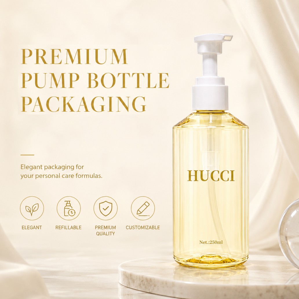 Premium pump bottle packaging 250ml transparent yellow PET refillable customizable personal care container YRL704 Premium pump bottle packaging 250ml transparent yellow PET refillable customizable personal care container YRL704