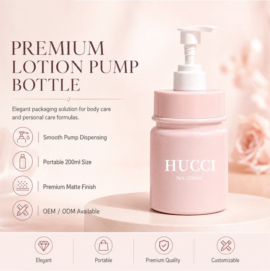 Premium lotion pump bottle 200ml matte pink HDPE portable customizable body care packaging YRC201