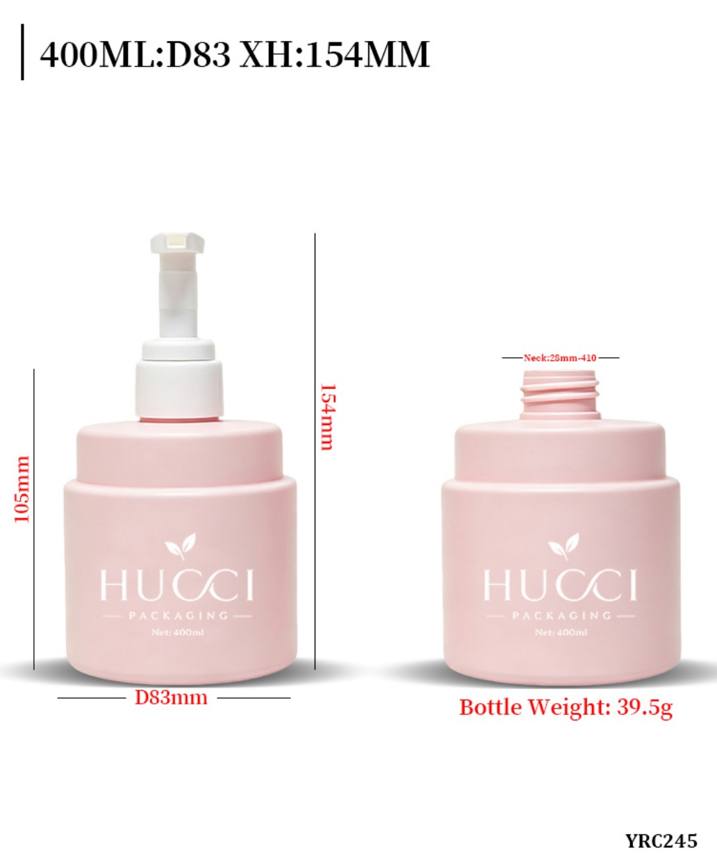 400ml YRC245 D83 XH154mm matte pink HDPE lotion pump bottle dimension specification bottle weight data 400ml YRC245 D83 XH154mm matte pink HDPE lotion pump bottle dimension specification bottle weight data