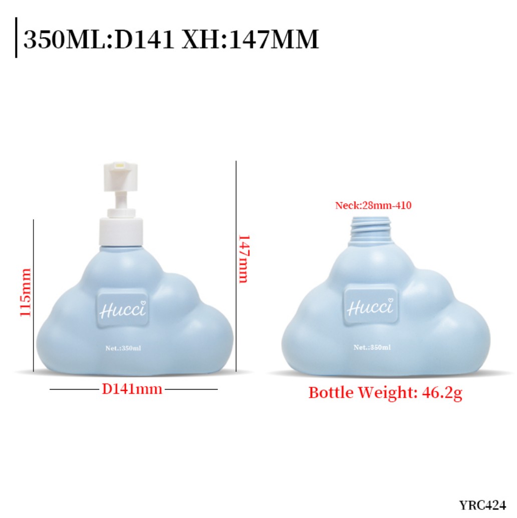 350ml Sky Blue Cloud Shape HDPE Lotion Pump Bottle Dimensions & Weight YRC424 350ml Sky Blue Cloud Shape HDPE Lotion Pump Bottle Dimensions & Weight YRC424