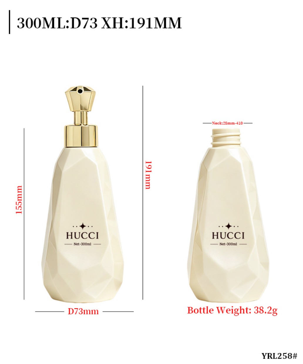 300ml Beige Faceted PET Lotion Bottle Dimensions & Weight YRL258 300ml Beige Faceted PET Lotion Bottle Dimensions & Weight YRL258