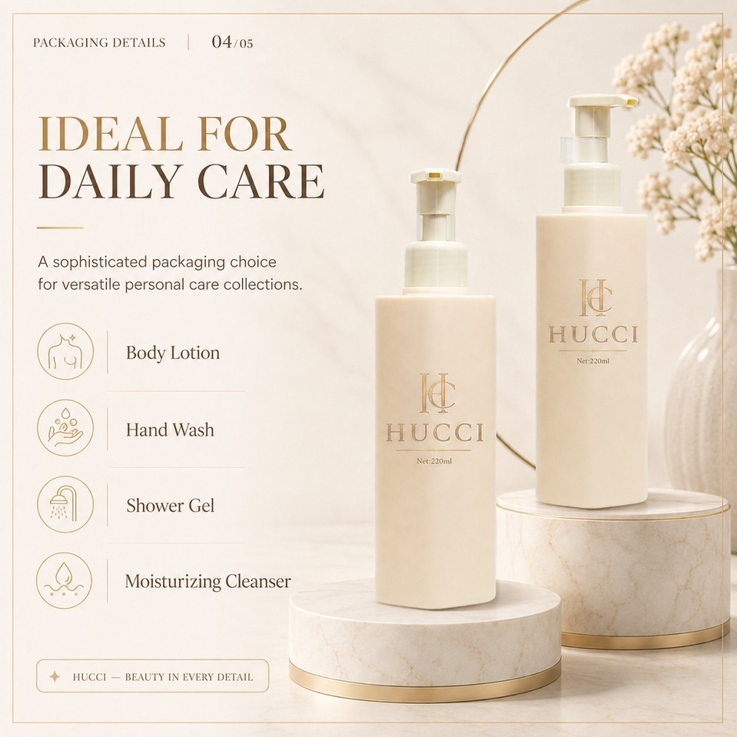 HUCCI 220ml Pump Bottle for Body Lotion Hand Wash Shower Gel Cleanser HUCCI 220ml Pump Bottle for Body Lotion Hand Wash Shower Gel Cleanser
