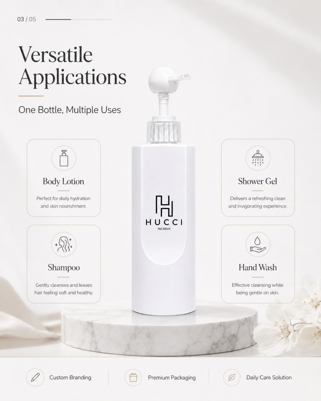 HUCCI 500ml Pump Bottle for Body Lotion Shampoo Shower Gel Hand Wash HUCCI 500ml Pump Bottle for Body Lotion Shampoo Shower Gel Hand Wash
