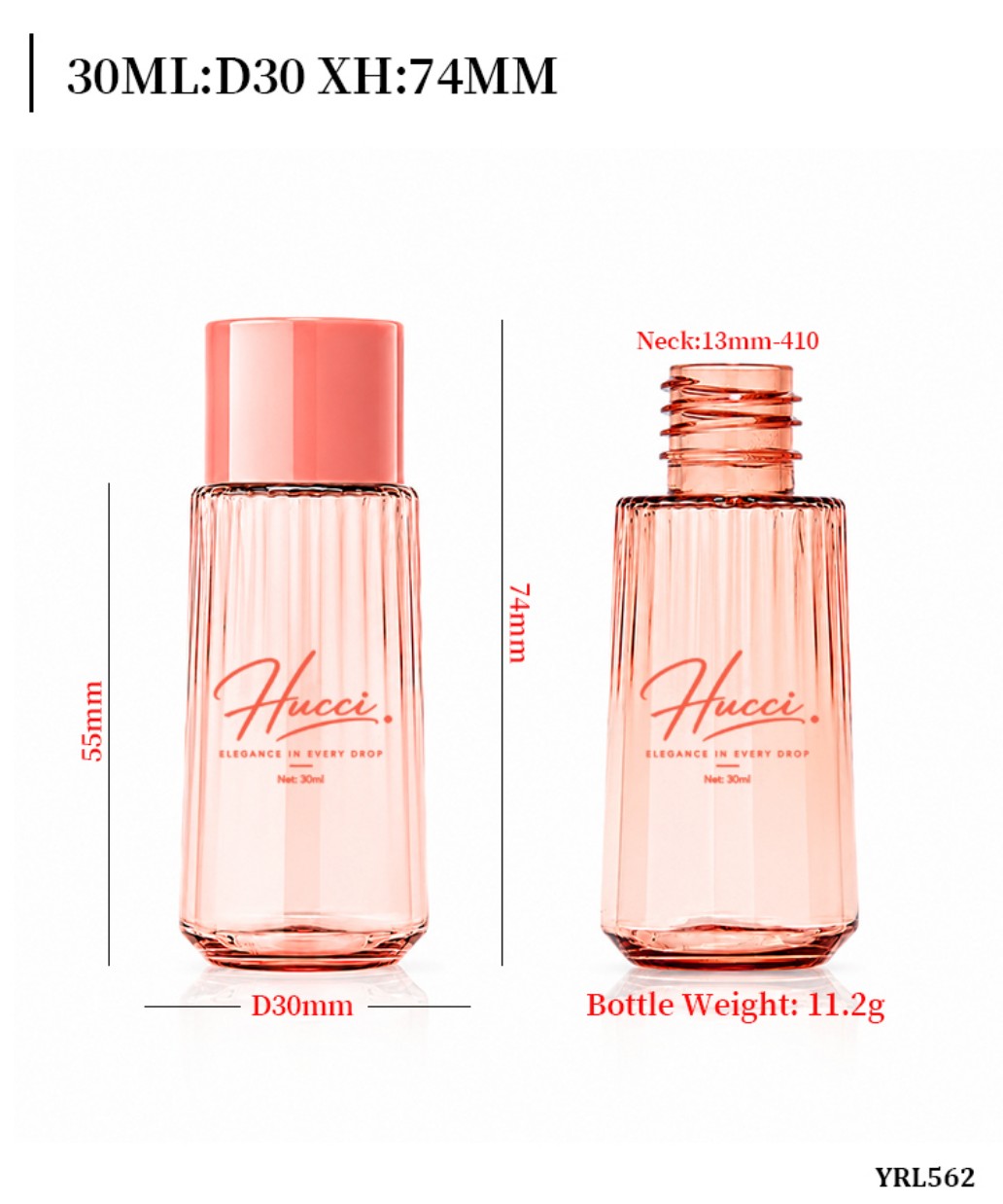 30ml Pink PET Ribbed Skincare Sample Bottle Dimensions & Weight YRL562 30ml Pink PET Ribbed Skincare Sample Bottle Dimensions & Weight YRL562