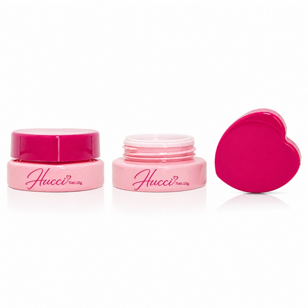 HUCCI YRL661 10g Mini PET Cream Jar with Heart PP Lid White Studio Shot