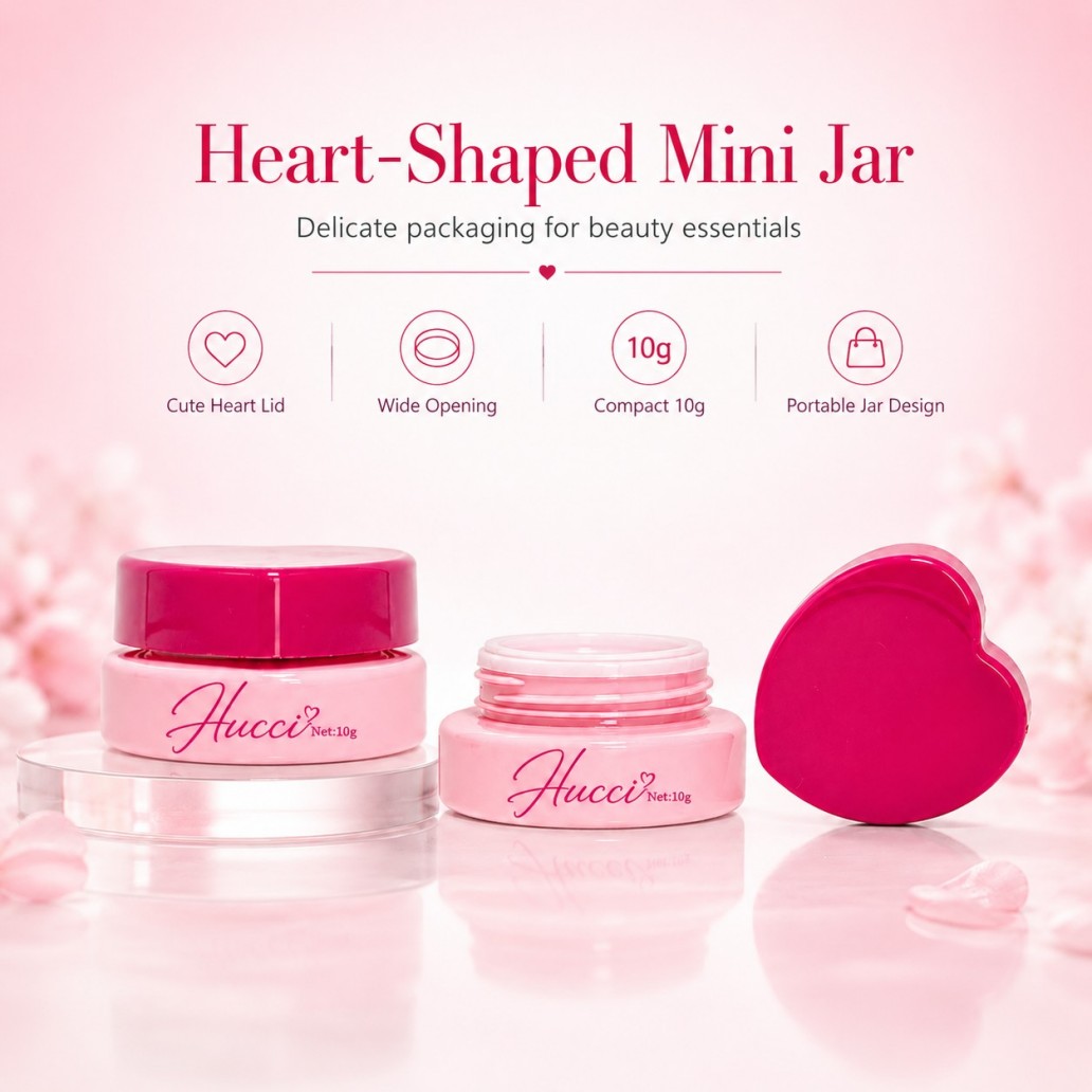 HUCCI Cute Heart Lid 10g Portable Mini Cream Jar Beauty Packaging Poster