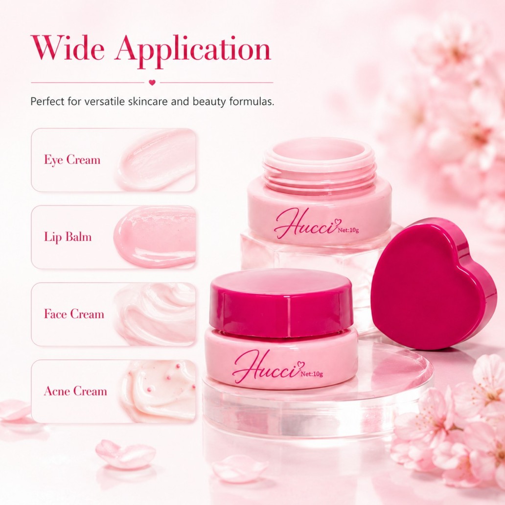 HUCCI 10g Pink Heart Lid Mini Jar for Eye Cream Lip Balm Face Cream Acne Cream