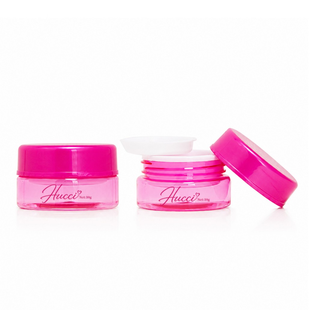 HUCCI 10g Transparent PET Cream Jar with Lid & Inner Seal White Studio Shot