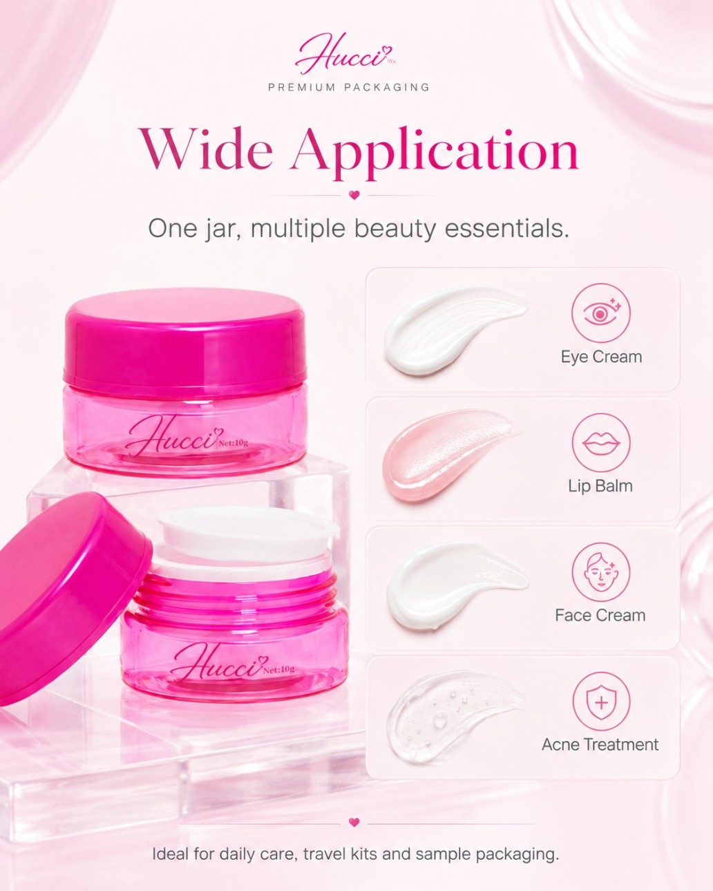 10g Mini Cream Jar for Eye Cream Lip Balm Face Cream Acne Treatment Sample Packaging