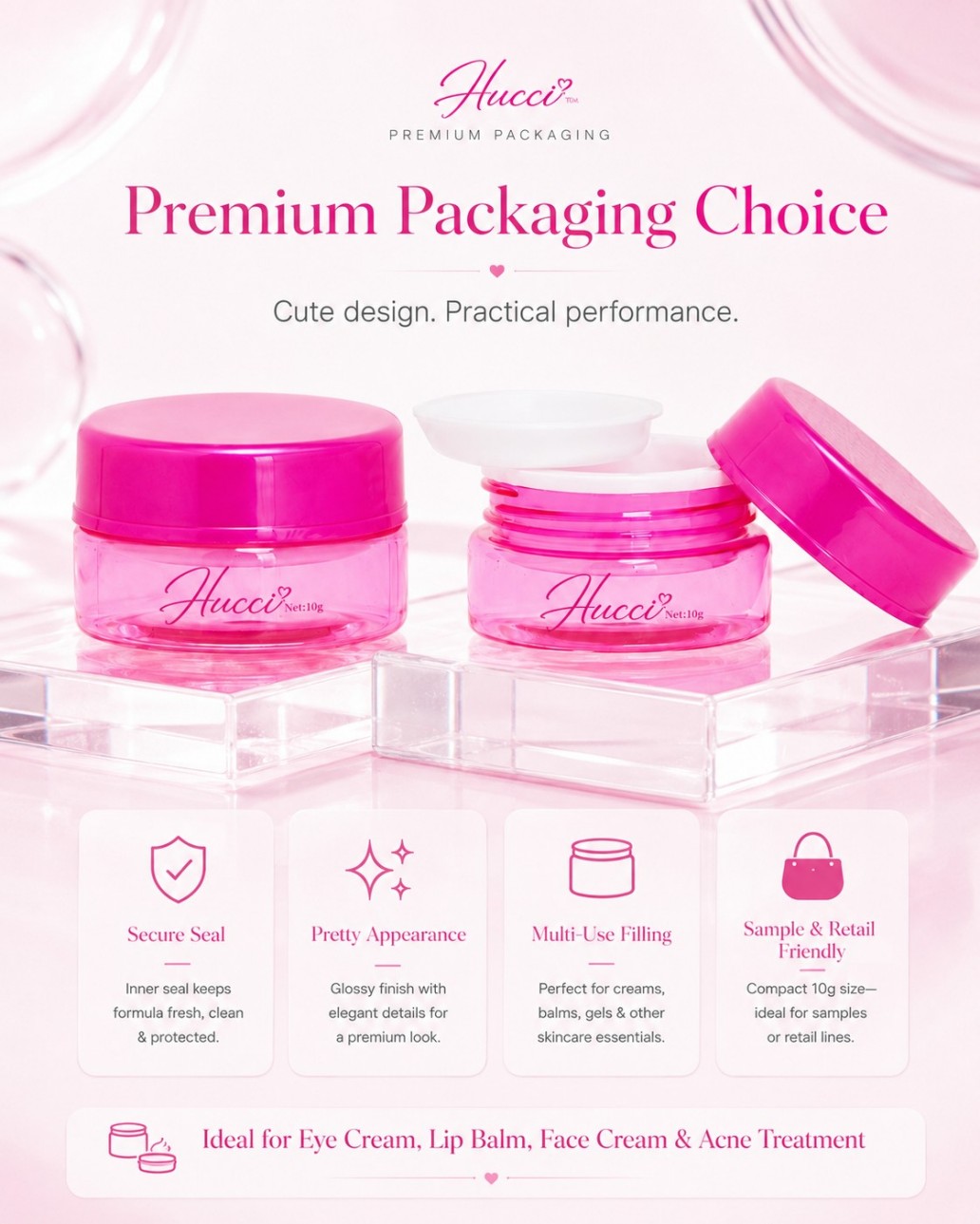 10g Secure Seal Cosmetic Jar for Sample Retail Multi-Use Skincare Packaging