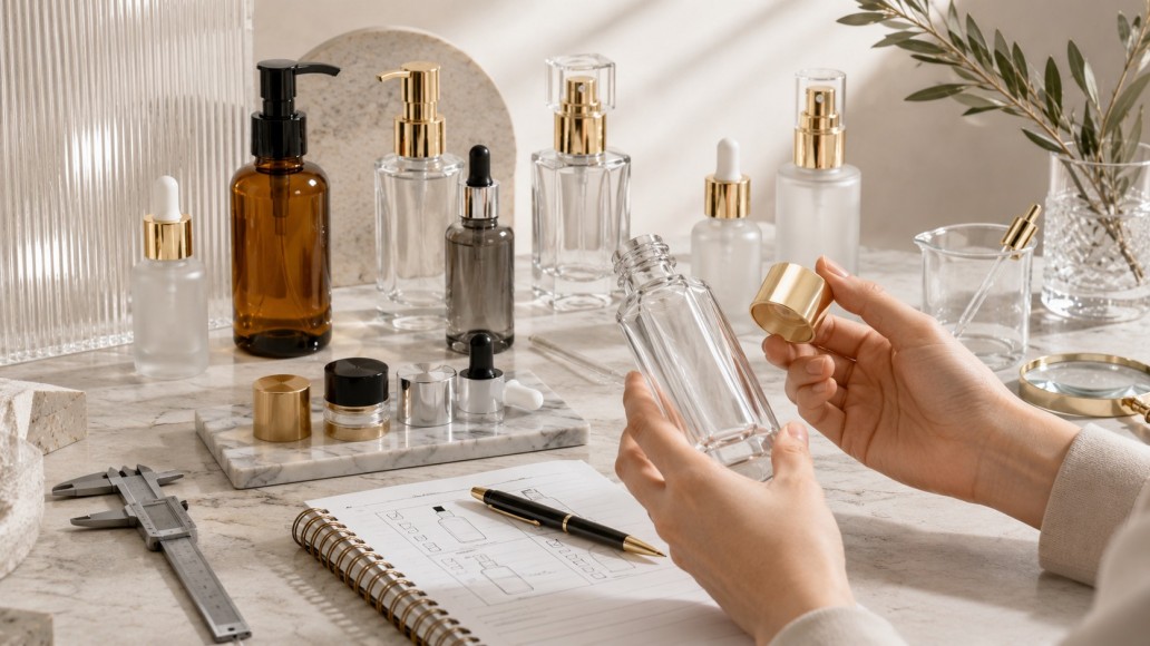 Inspecting glass cosmetic bottles, closures and dimensions before bulk ordering Inspecting glass cosmetic bottles, closures and dimensions before bulk ordering
