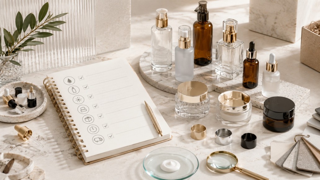 Glass cosmetic bottles buying checklist with packaging samples and components Glass cosmetic bottles buying checklist with packaging samples and components