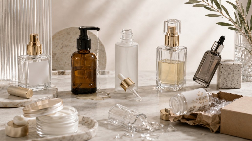 Common glass cosmetic packaging mistakes including leakage, breakage and mismatched closures Common glass cosmetic packaging mistakes including leakage, breakage and mismatched closures