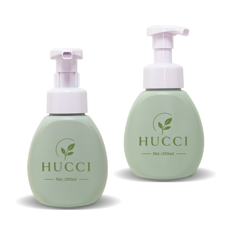 250ml HDPE Green Cosmetic Facial Cleanser Bottle With Foam Pump