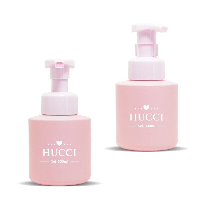 300ml HDPE Pink Cosmetic Shampoo Bottle With Foam Pump