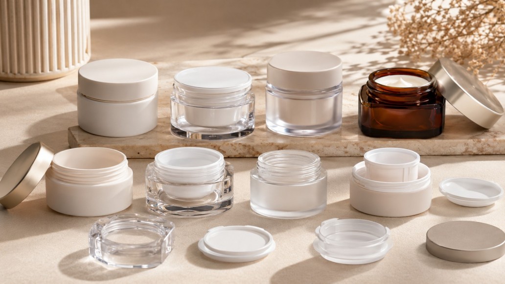 Different plastic cosmetic jar materials and double-wall structures for skincare packaging Different plastic cosmetic jar materials and double-wall structures for skincare packaging
