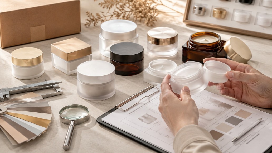 Evaluating plastic cosmetic jar samples, components and quality from a packaging supplier Evaluating plastic cosmetic jar samples, components and quality from a packaging supplier