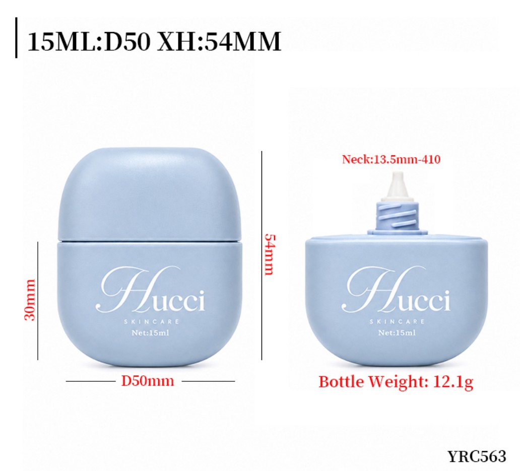 15ml D50 matte mini skincare squeeze bottle dimension chart, custom cosmetic packaging container