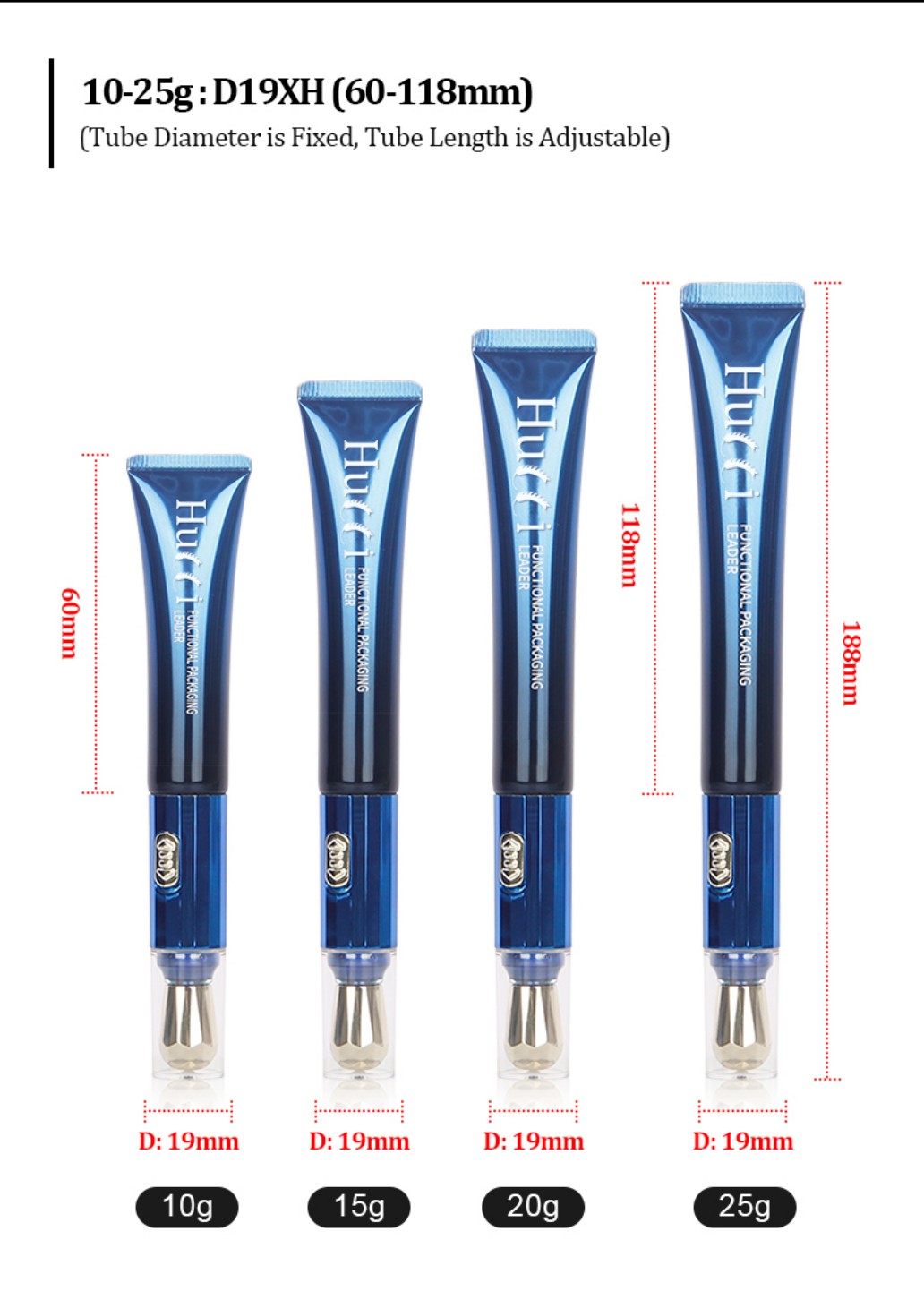 10g 15g 20g 25g D19 Electric Massage Eye Cream Tube Size Chart