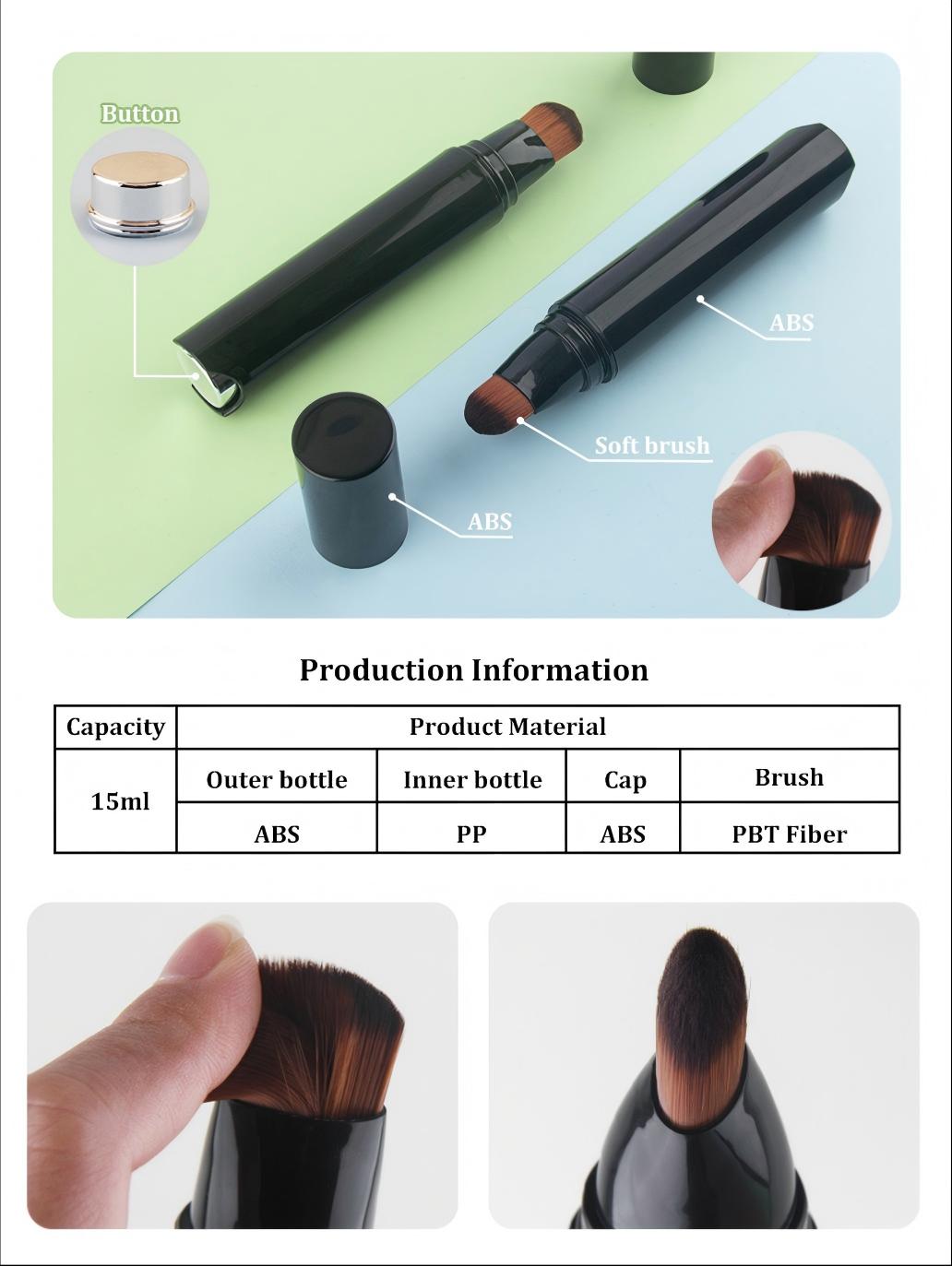 HUCCI 15ml PBT Bristle Makeup Brush Pen Material Specification Chart HUCCI 15ml PBT Bristle Makeup Brush Pen Material Specification Chart